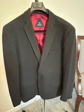 Men’s Buffalo David Bitton Black Blazer with Red Lining Accent 44R
